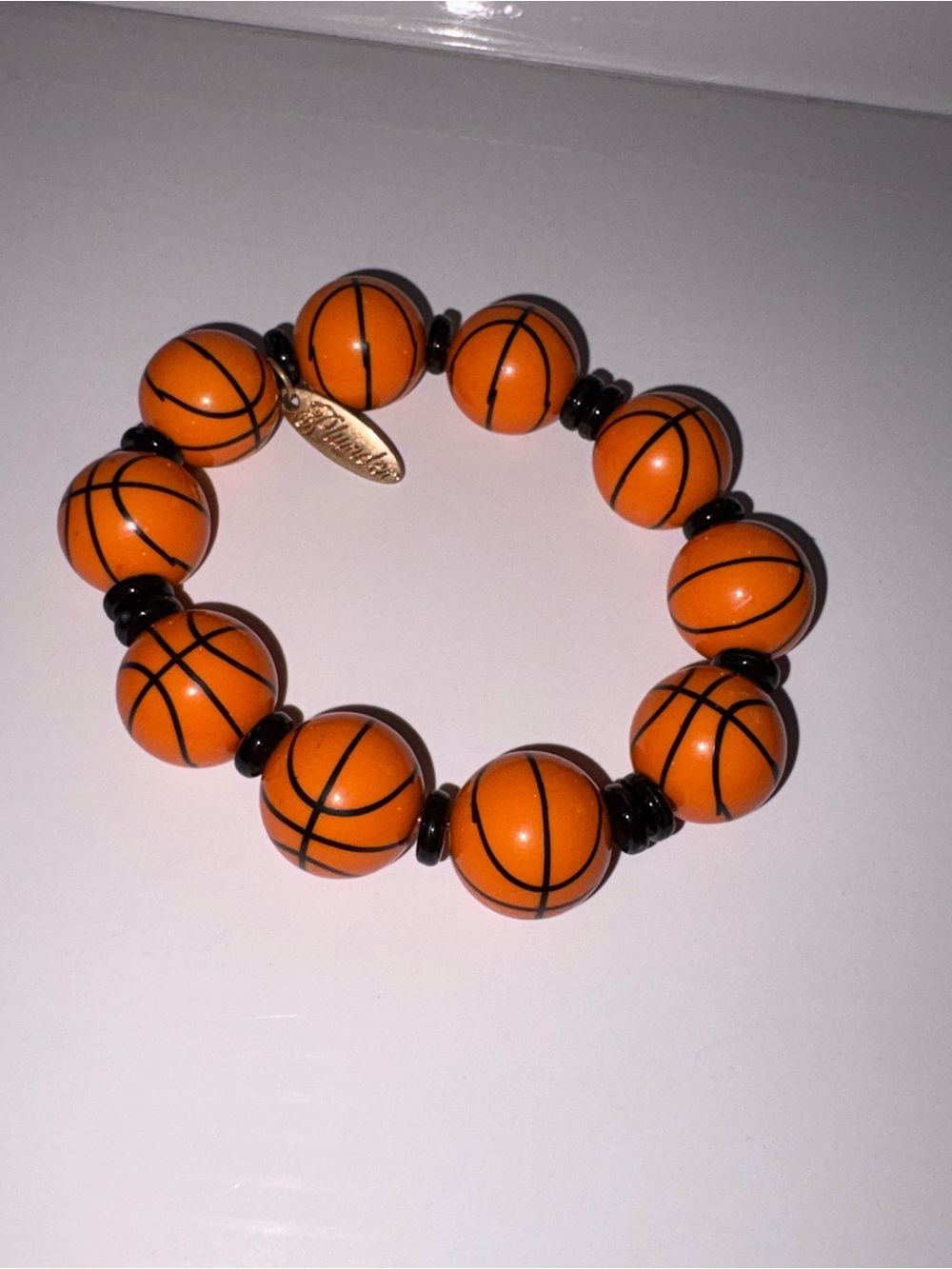 Plunder Orange Basketball Bead Stretch Bracelet